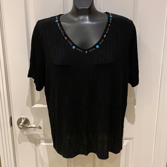 Women’s New Tan Jay black short sleeve top - Picture 1 of 3